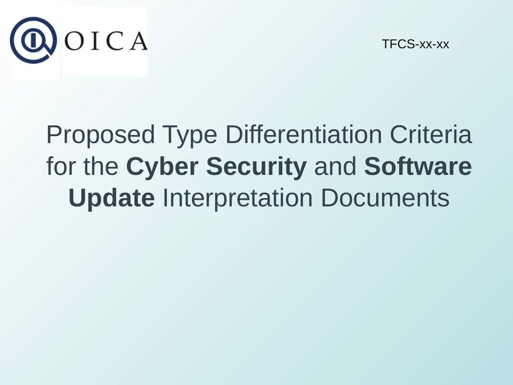 Proposed Type Differentiation Criteria for the