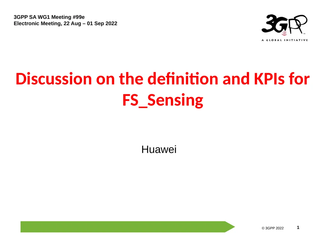 Discussion on the definition and KPIs for - slide 1 of 5