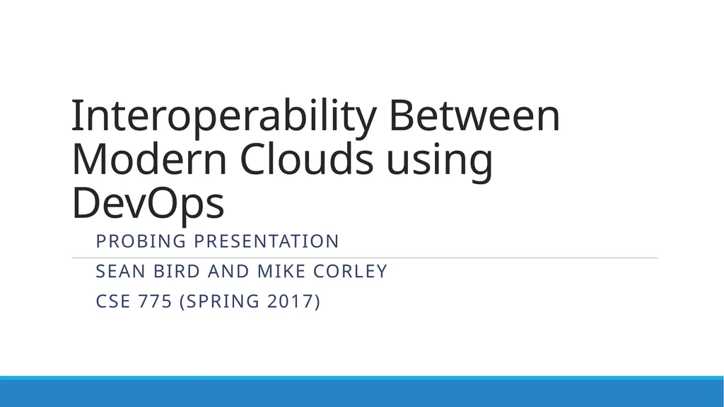 Interoperability Between Modern Clouds using - slide 1 of 14