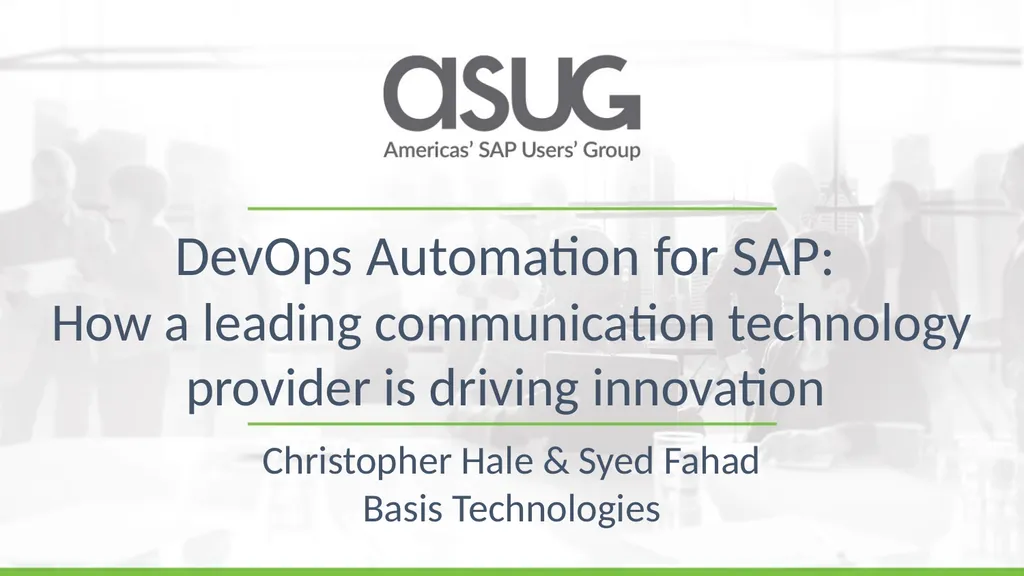 DevOps Automation for SAP: How a leading - slide 1 of 19