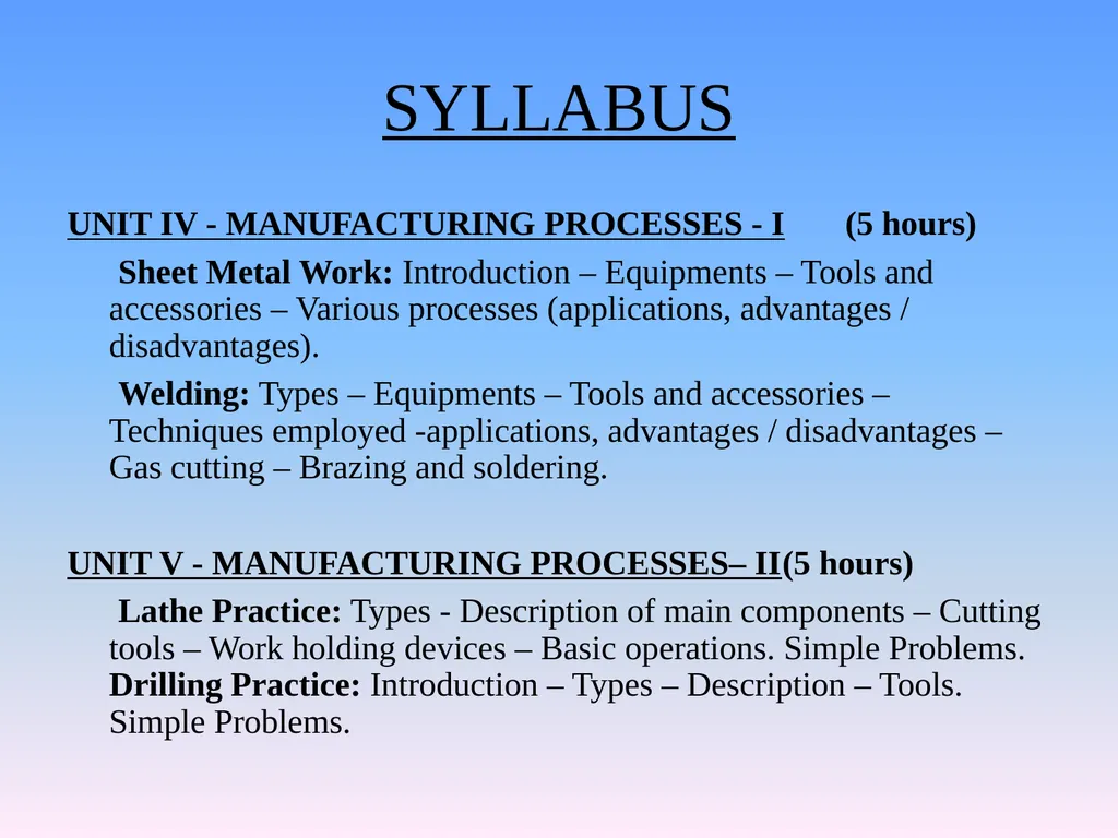 ME1001-BASIC MECHANICAL ENGINEERING SYLLABUS UNIT - slide 3 of 25