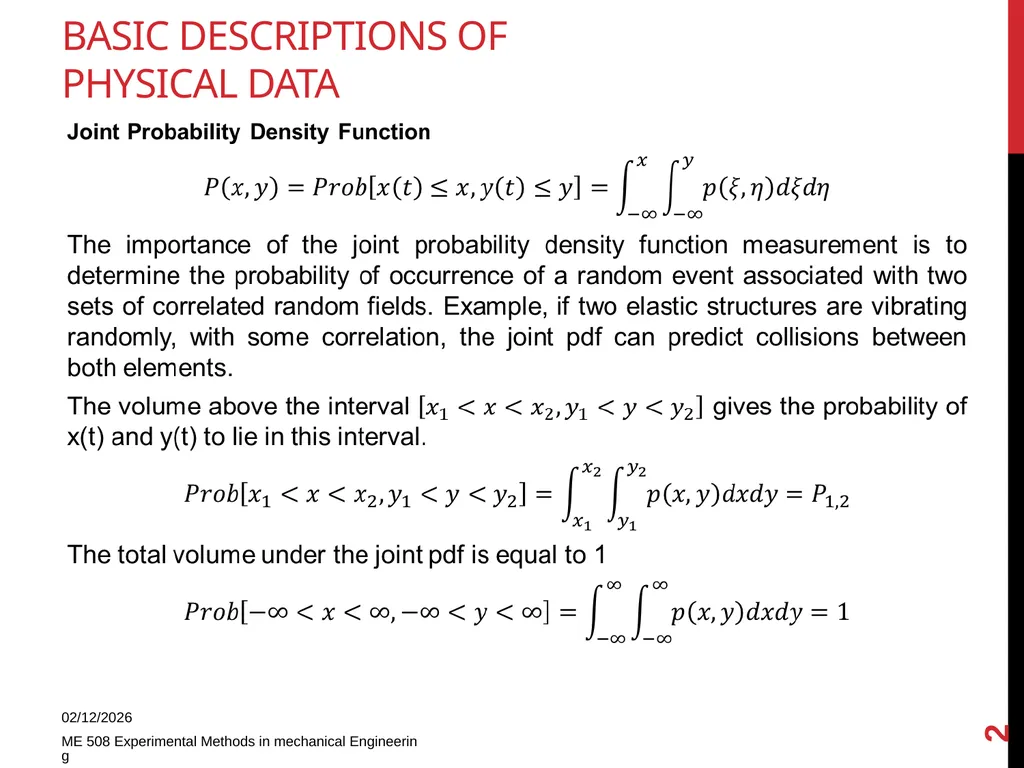 Basic descriptions of physical data 11/18/2013 ME - slide 2 of 7