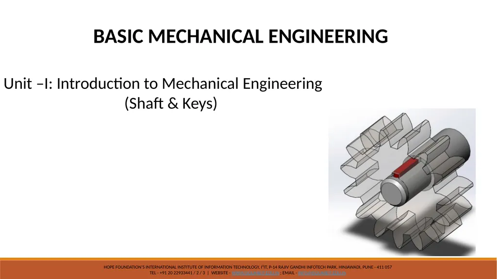 BASIC MECHANICAL ENGINEERING Unit –I: Introduction