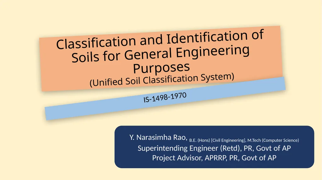 Classification and Identification of Soils for - slide 1 of 15