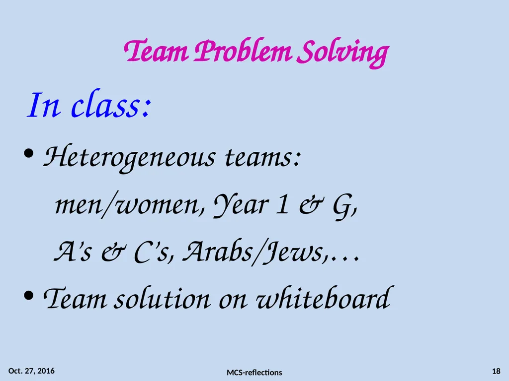 Reflections on Team-based Teaching of Discrete - slide 18 of 27