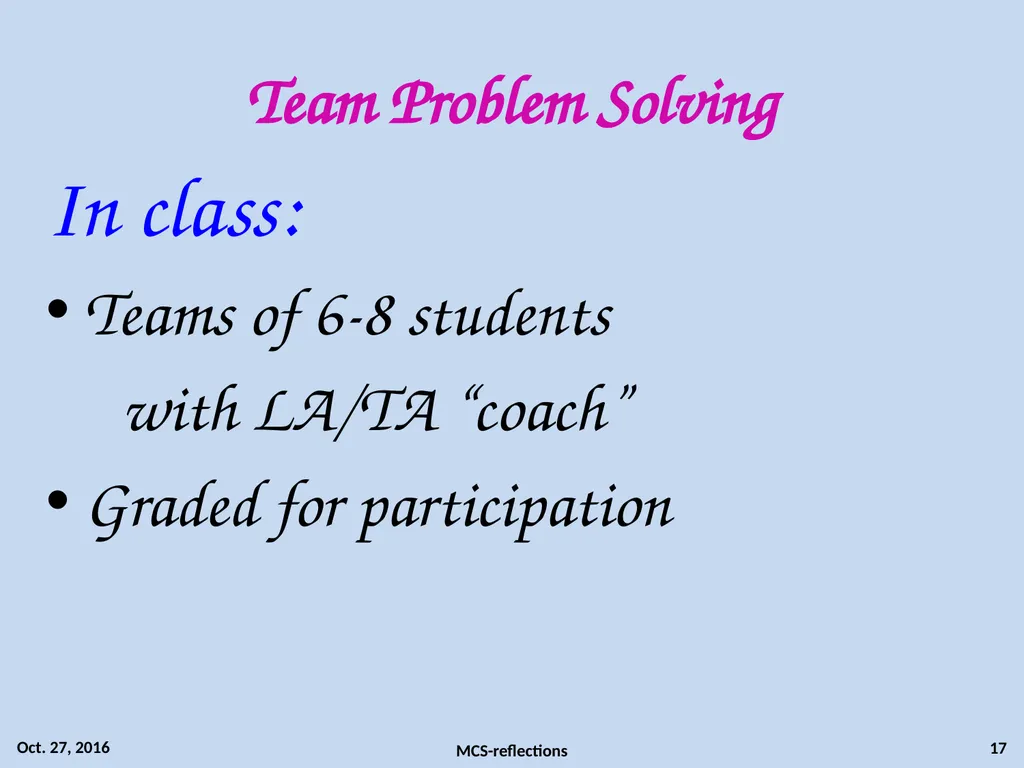 Reflections on Team-based Teaching of Discrete - slide 17 of 27