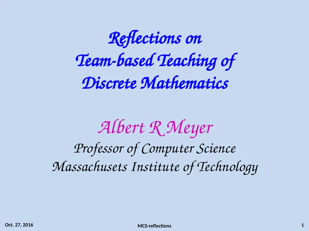 Reflections on Team-based Teaching of Discrete - slide 1 of 27