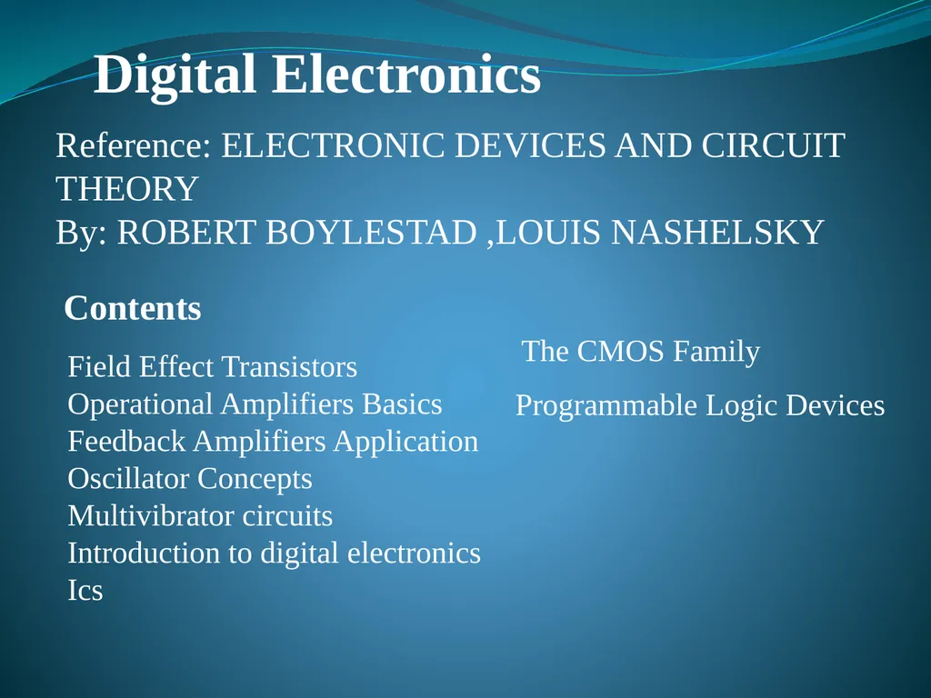 Digital Electronics Reference: ELECTRONIC DEVICES - slide 1 of 11