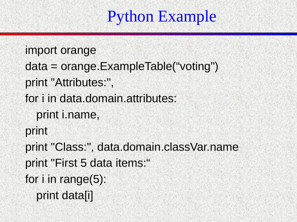 Orange Topics in Machine Learning Fall 2011 School - slide 7 of 10