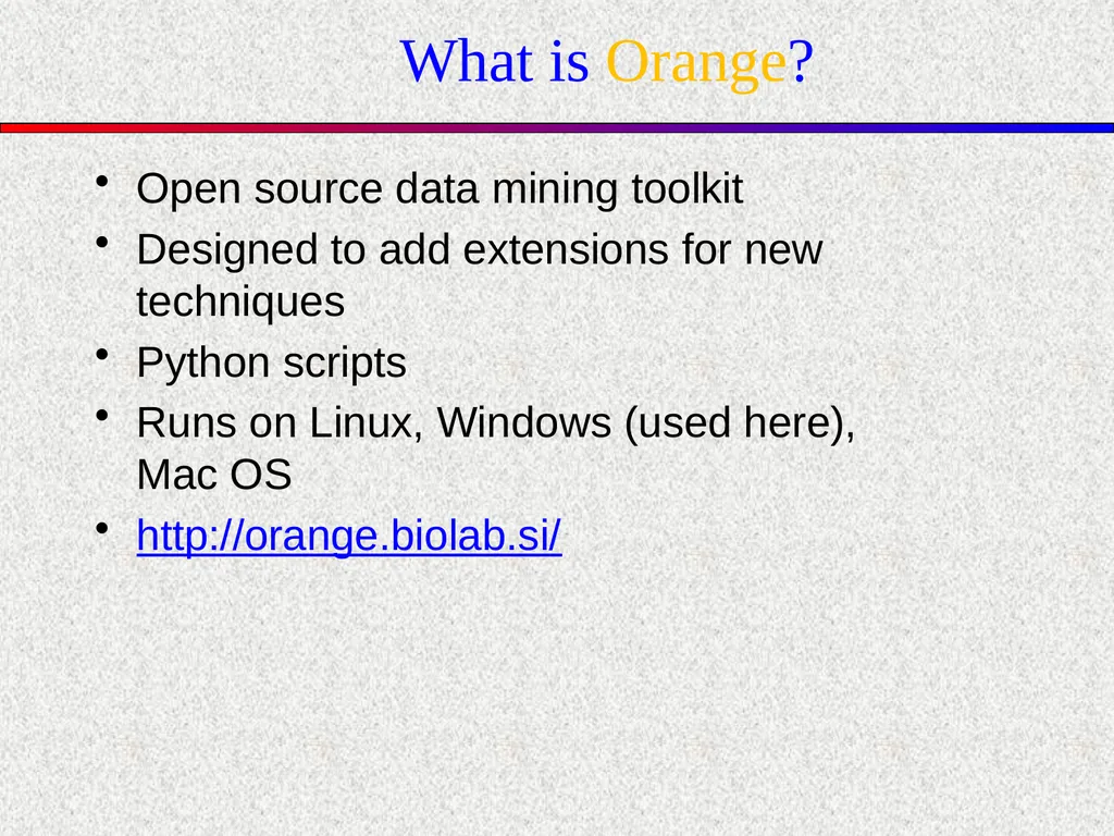 Orange Topics in Machine Learning Fall 2011 School - slide 2 of 10