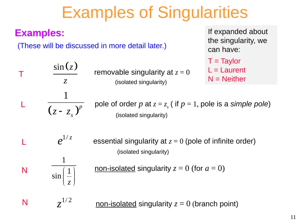 Singularities ECE 6382 Notes are from D. R. - slide 11 of 23