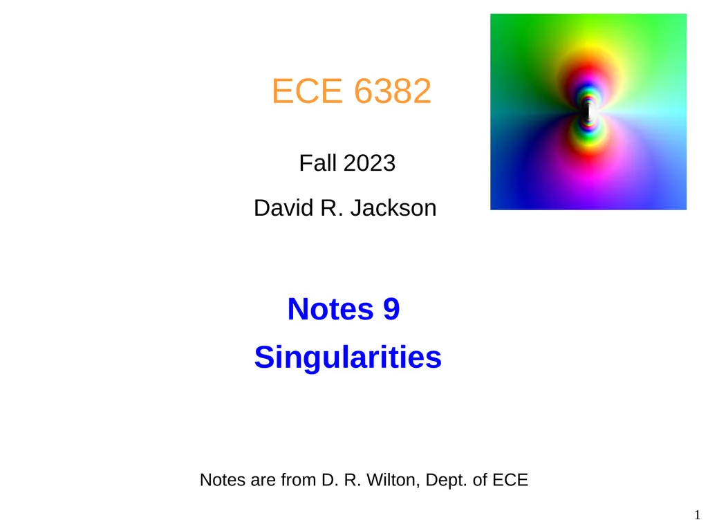 Singularities ECE 6382 Notes are from D. R. - slide 1 of 23