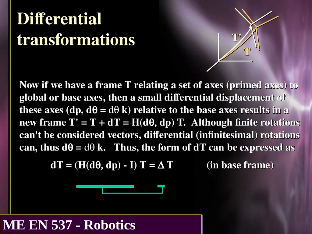 DIFFERENTIAL KINEMATICS Purpose: The purpose of - slide 3 of 37