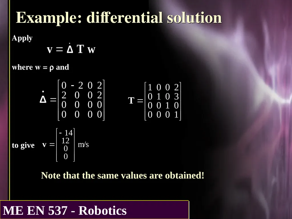 DIFFERENTIAL KINEMATICS Purpose: The purpose of - slide 14 of 37
