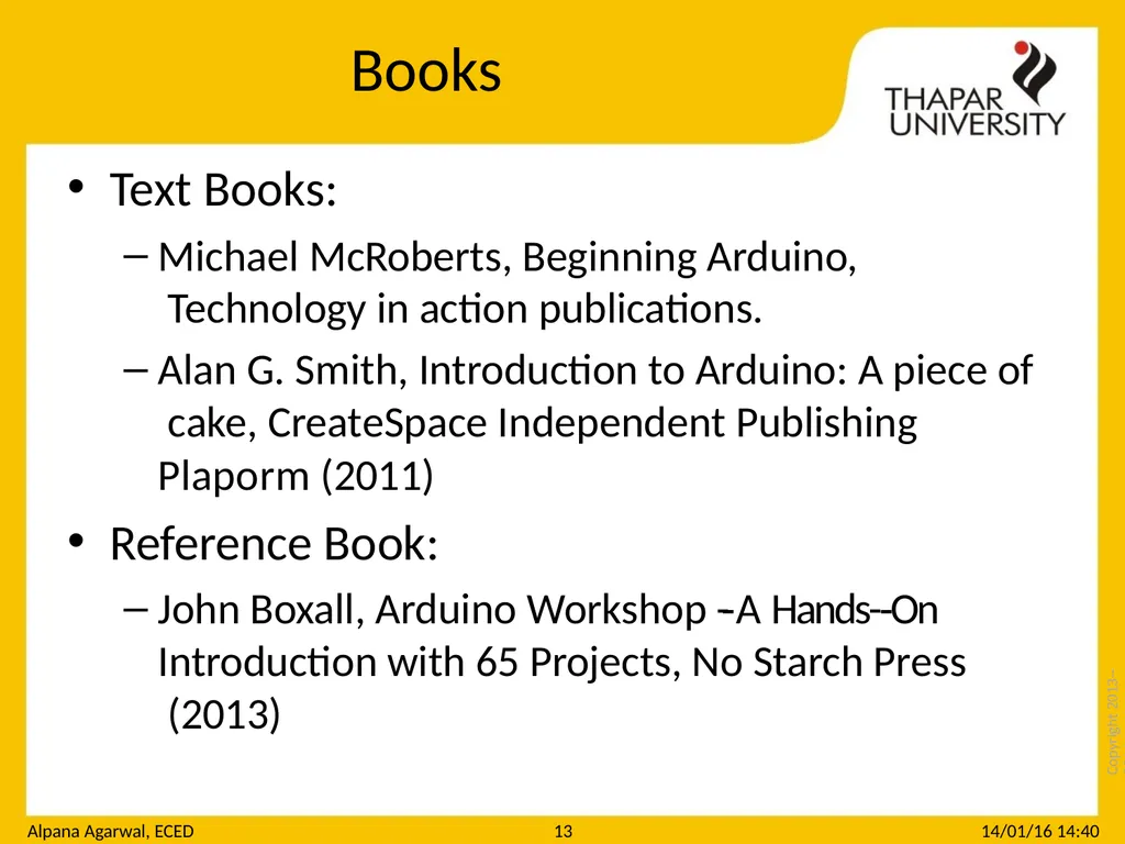 Copyright 2013-­‐2014 UTA010 : Engineering Design - slide 13 of 15