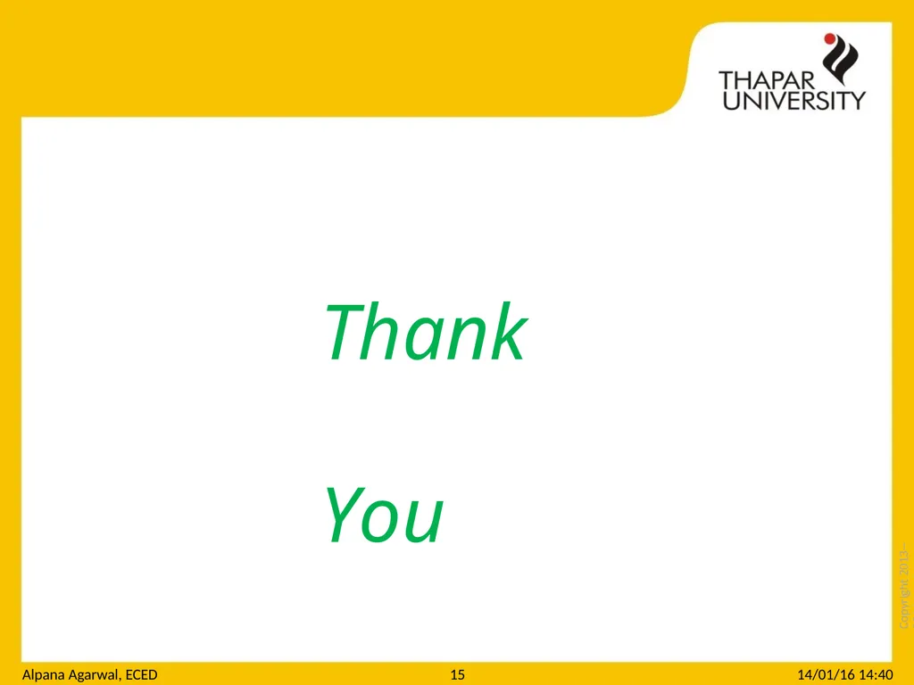 Copyright 2013-­‐2014 UTA010 : Engineering Design - slide 15 of 15