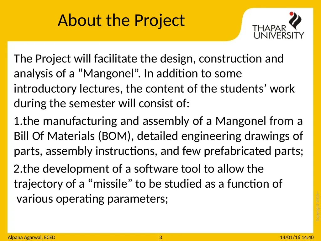 Copyright 2013-­‐2014 UTA010 : Engineering Design - slide 3 of 15