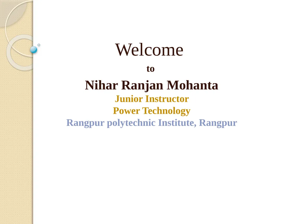 Welcome to Nihar Ranjan Mohanta Junior Instructor - slide 1 of 19