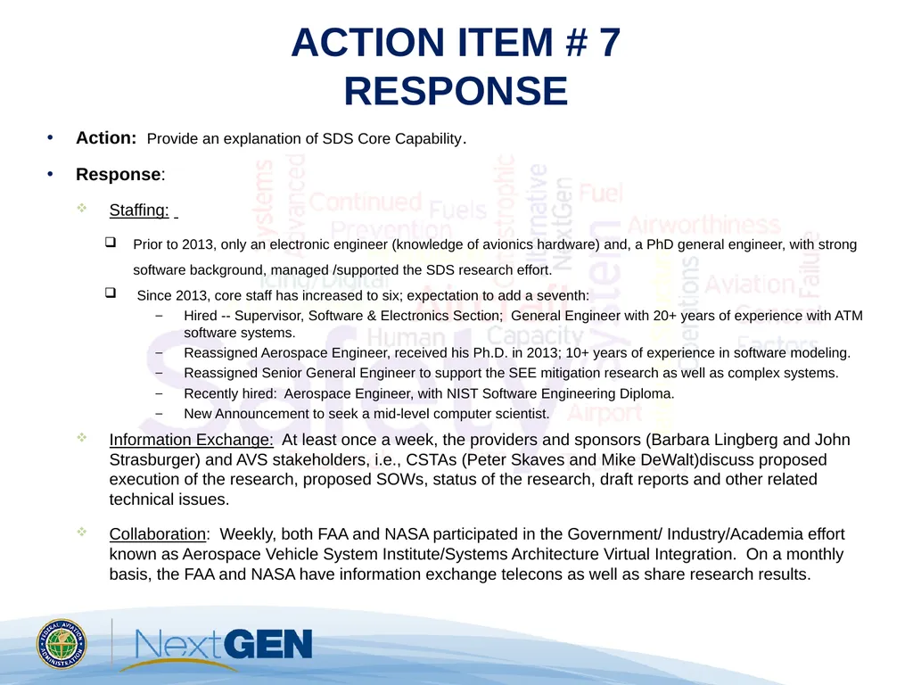ACTION ITEM # 7 RESPONSE Action: Provide an - slide 1 of 2