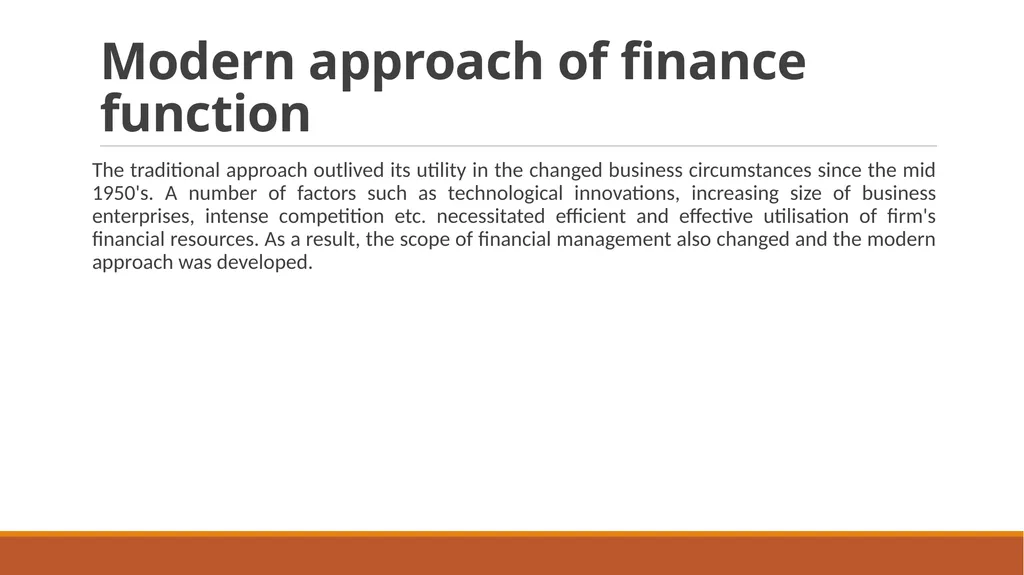 Modern approach of finance function Modern - slide 2 of 7