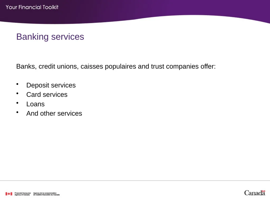 Banking Agenda Start time: ____ Break time: ____ - slide 6 of 36
