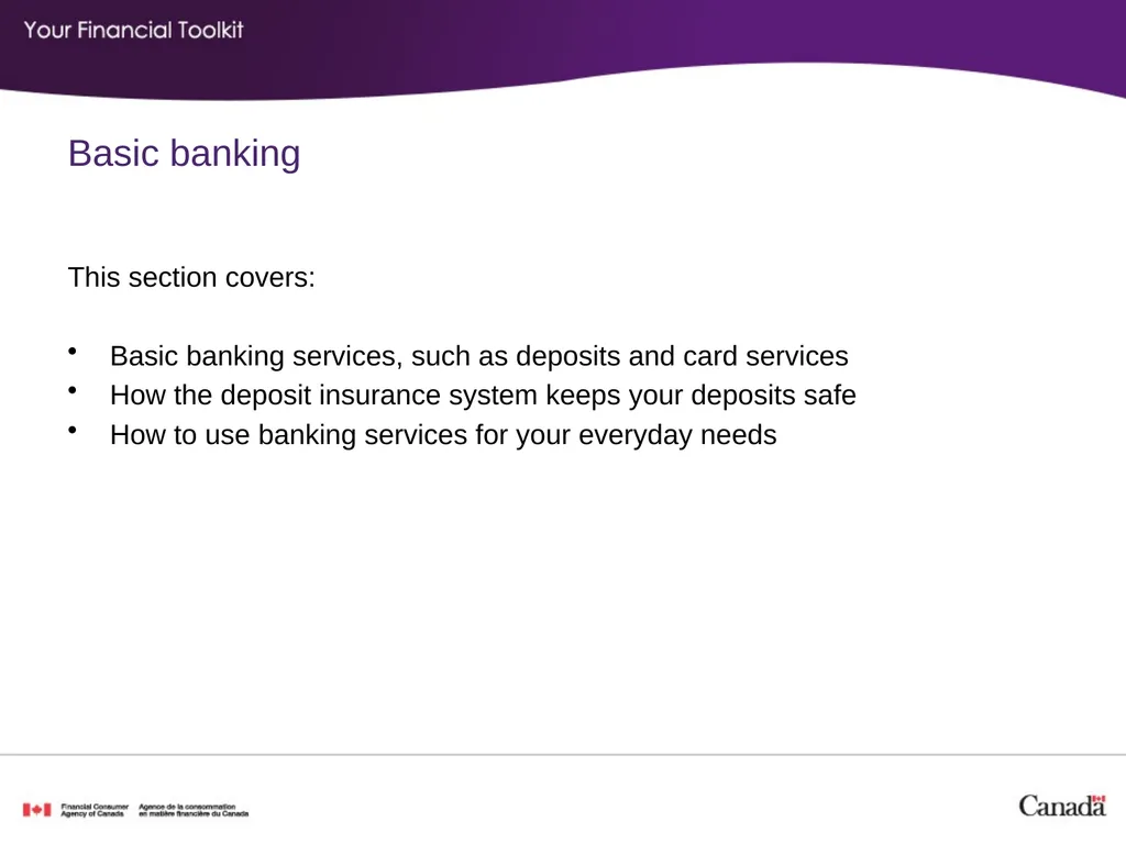 Banking Agenda Start time: ____ Break time: ____ - slide 5 of 36