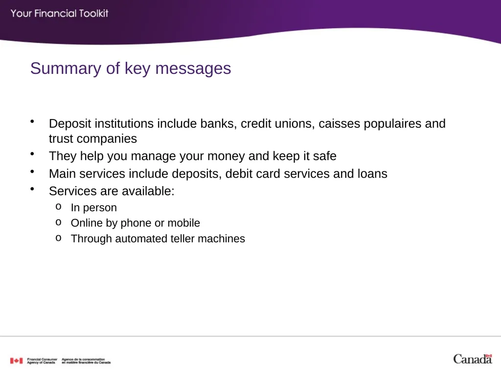 Banking Agenda Start time: ____ Break time: ____ - slide 10 of 36