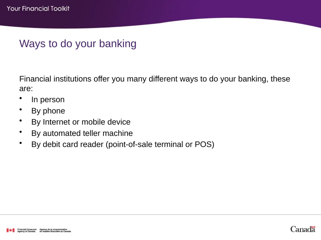 Banking Agenda Start time: ____ Break time: ____ - slide 8 of 36
