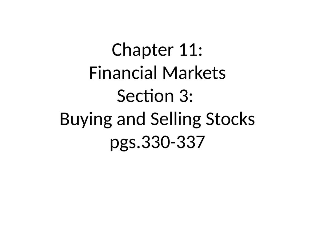Chapter 11: Financial Markets Section 3: Buying - slide 1 of 11