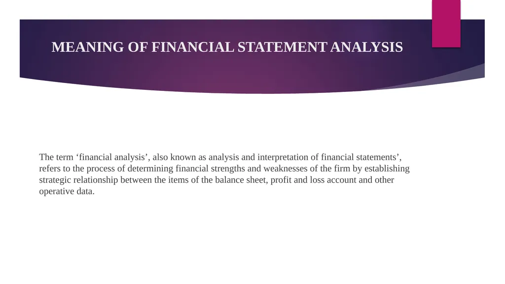 FINANCIAL STATEMENTS ANALYSIS CHAPTER OBJECTIVES - slide 3 of 23