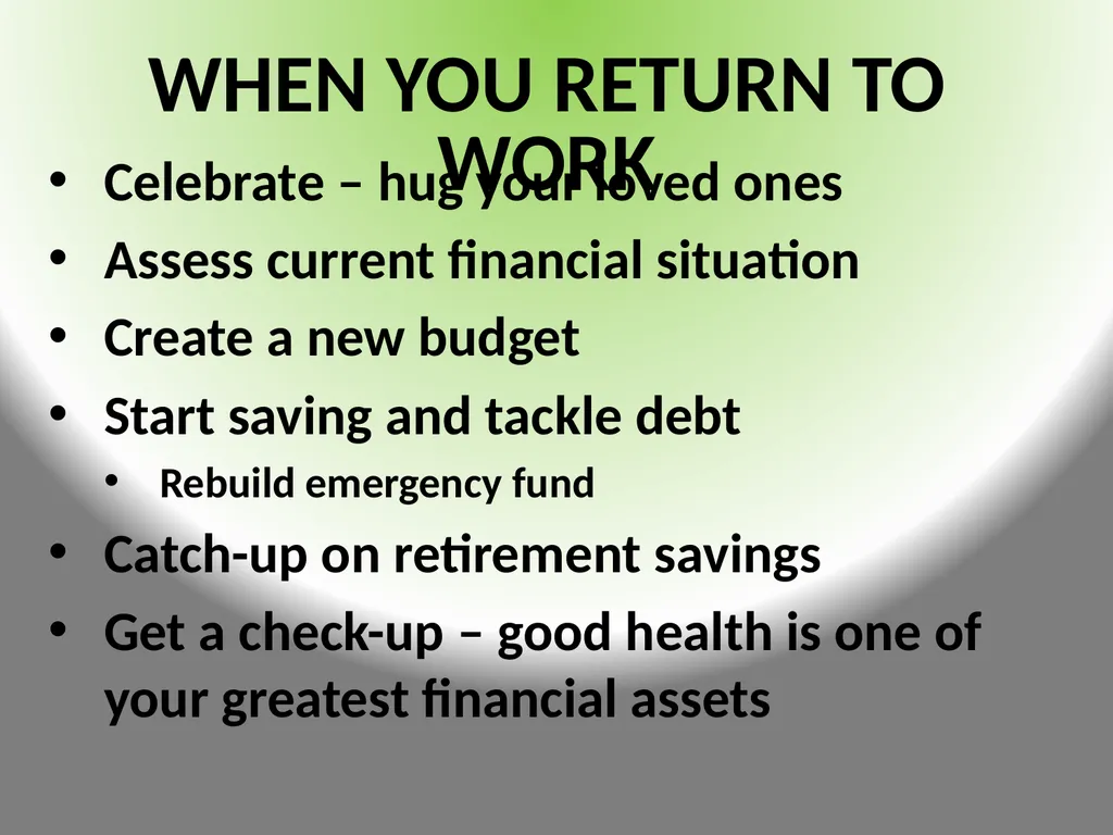 FINANCIAL CONSIDERATION$ DURING TRAN$ITION - slide 21 of 23