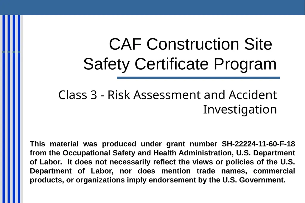 CAF Construction Site Safety Certificate Program