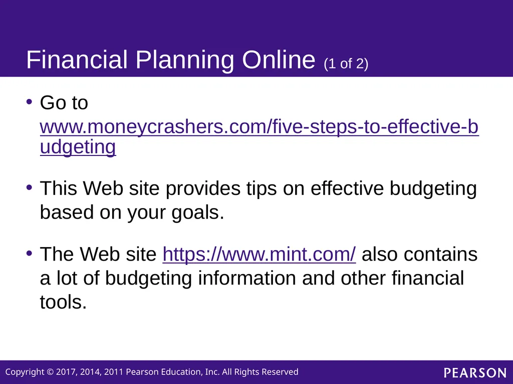 Personal Finance SIXTH EDITION Chapter 2 Planning - slide 17 of 41