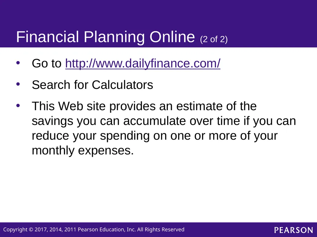 Personal Finance SIXTH EDITION Chapter 2 Planning - slide 19 of 41