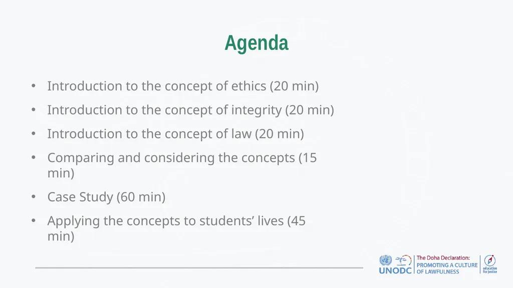Education for Justice (E4J) Integrity and Ethics - slide 2 of 13