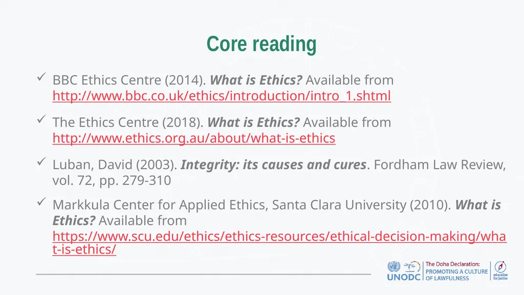 Education for Justice (E4J) Integrity and Ethics - slide 13 of 13