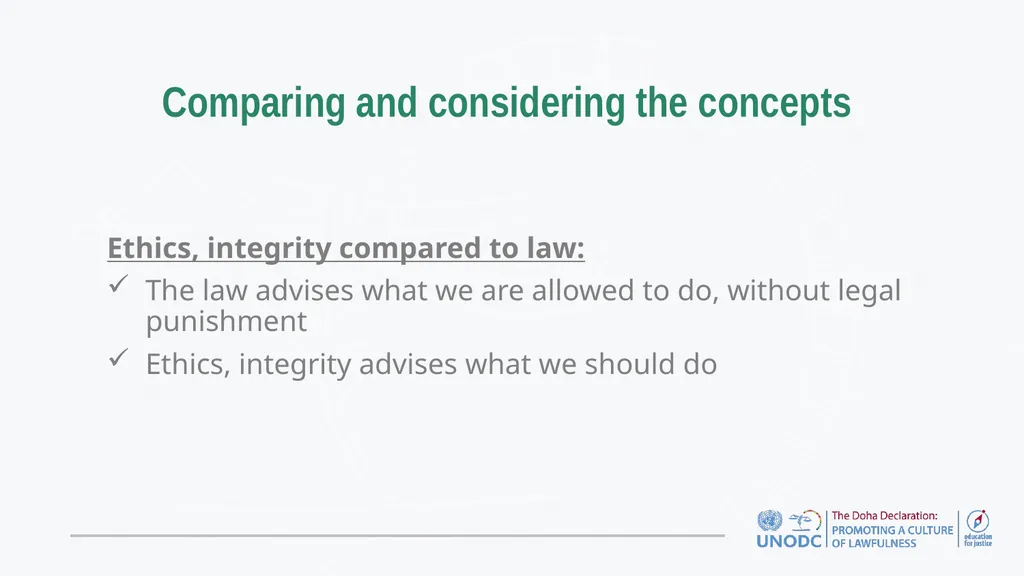 Education for Justice (E4J) Integrity and Ethics - slide 9 of 13