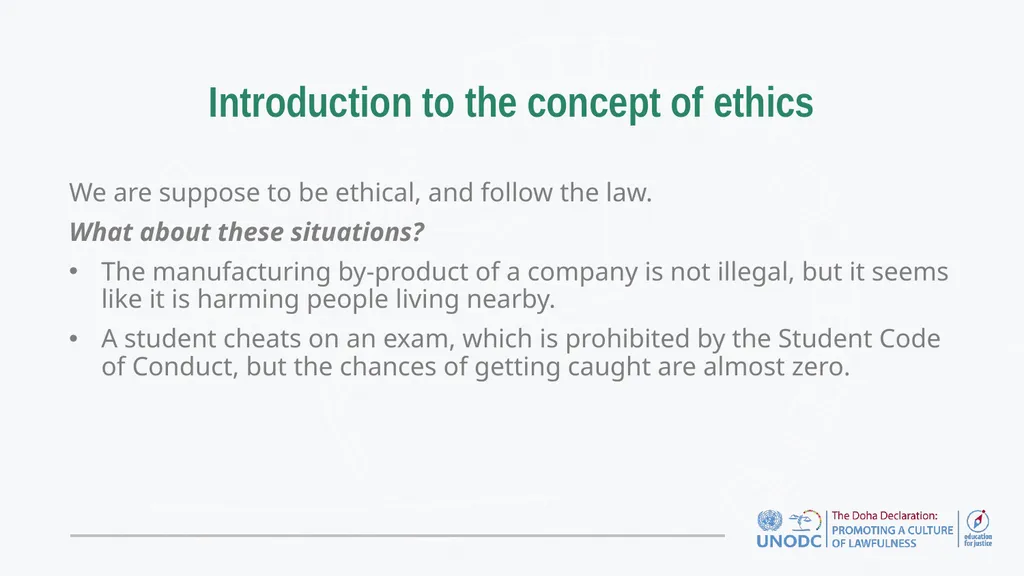Education for Justice (E4J) Integrity and Ethics - slide 4 of 13