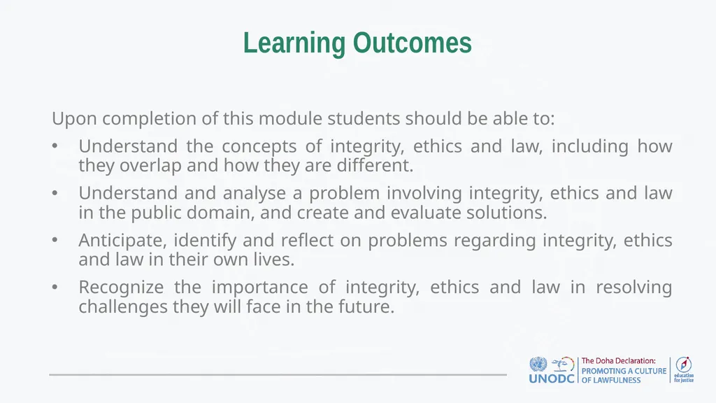 Education for Justice (E4J) Integrity and Ethics - slide 3 of 13