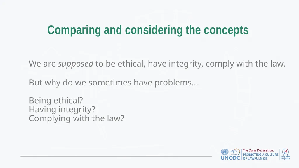 Education for Justice (E4J) Integrity and Ethics - slide 10 of 13