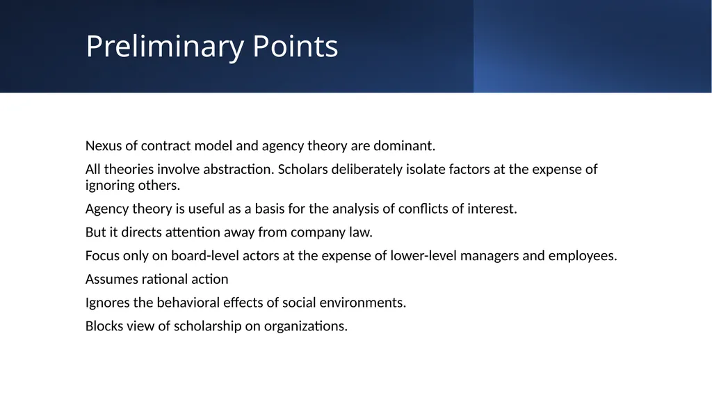 Institutional Theory for Corporate Law – An - slide 2 of 11