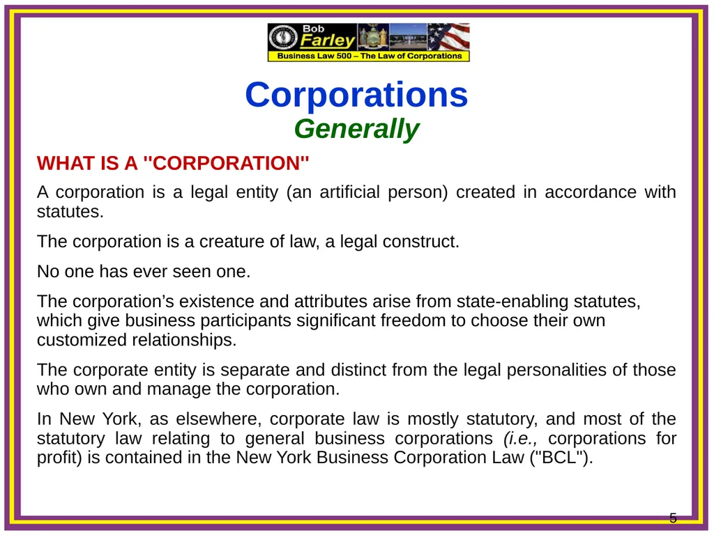Slide Set Three A: Preincorporation Last Time We - slide 5 of 21