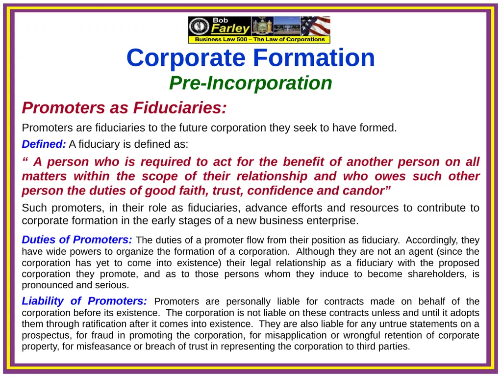 Slide Set Three A: Preincorporation Last Time We - slide 15 of 21