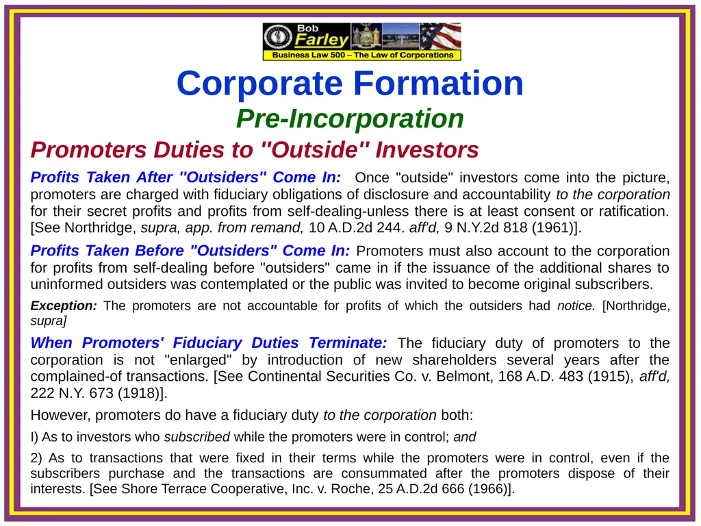 Slide Set Three A: Preincorporation Last Time We - slide 16 of 21