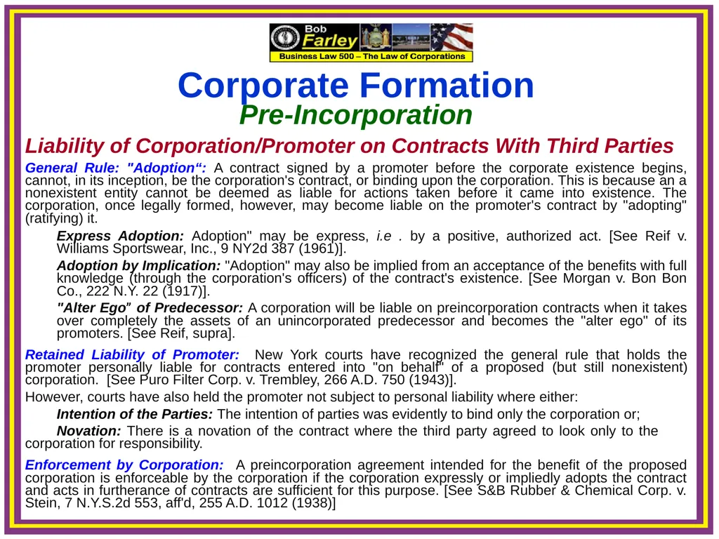 Slide Set Three A: Preincorporation Last Time We - slide 17 of 21