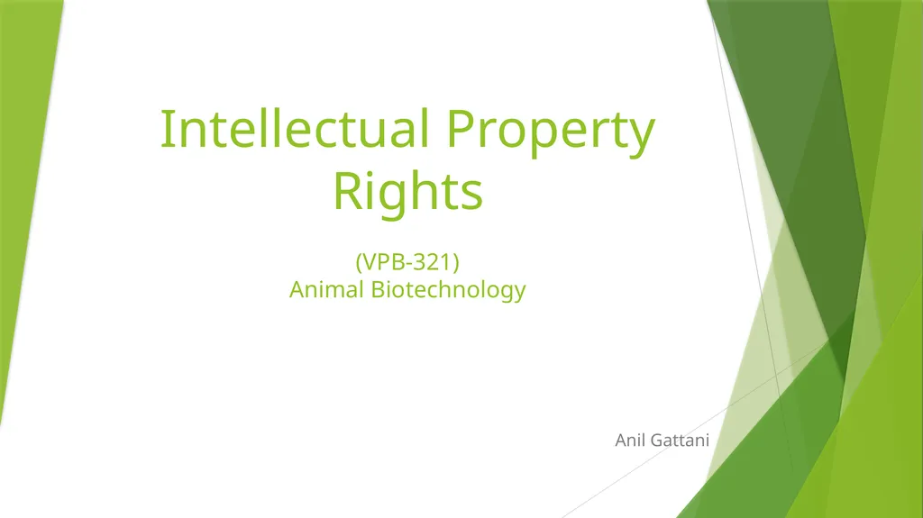 Intellectual Property Rights (VPB-321) Animal - slide 1 of 32