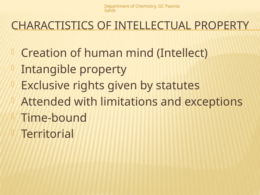 Chapter 4: Intellectual Property Department of - slide 3 of 19