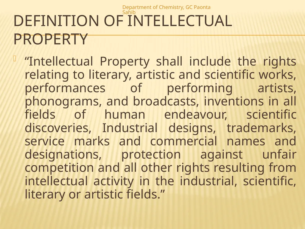 Chapter 4: Intellectual Property Department of - slide 4 of 19