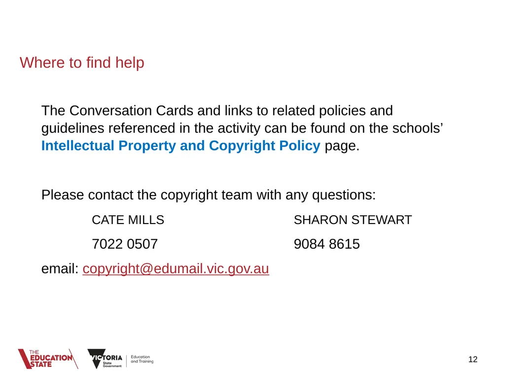 Intellectual Property and Copyright POLICY - slide 12 of 13
