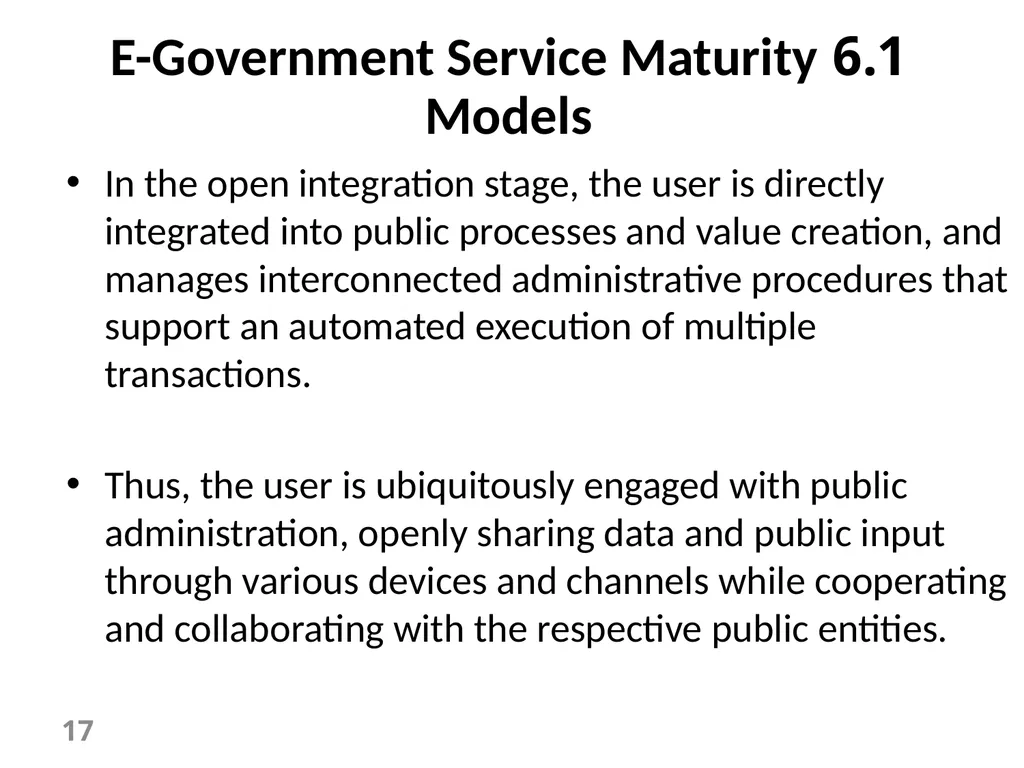 E-Government Chapter 6 E-Government Services 1 - slide 17 of 61